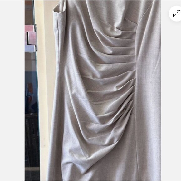 Calvin Klein Dress ruched Beige Colored Size 10 Sheath Dress Pencil Dress - Picture 4 of 6